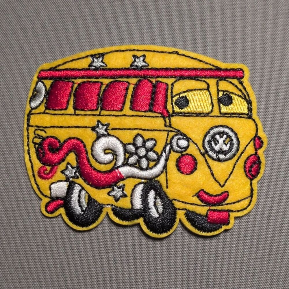Hippie VW Bus Iron On Patch | Peace Van Embroidered Patch
